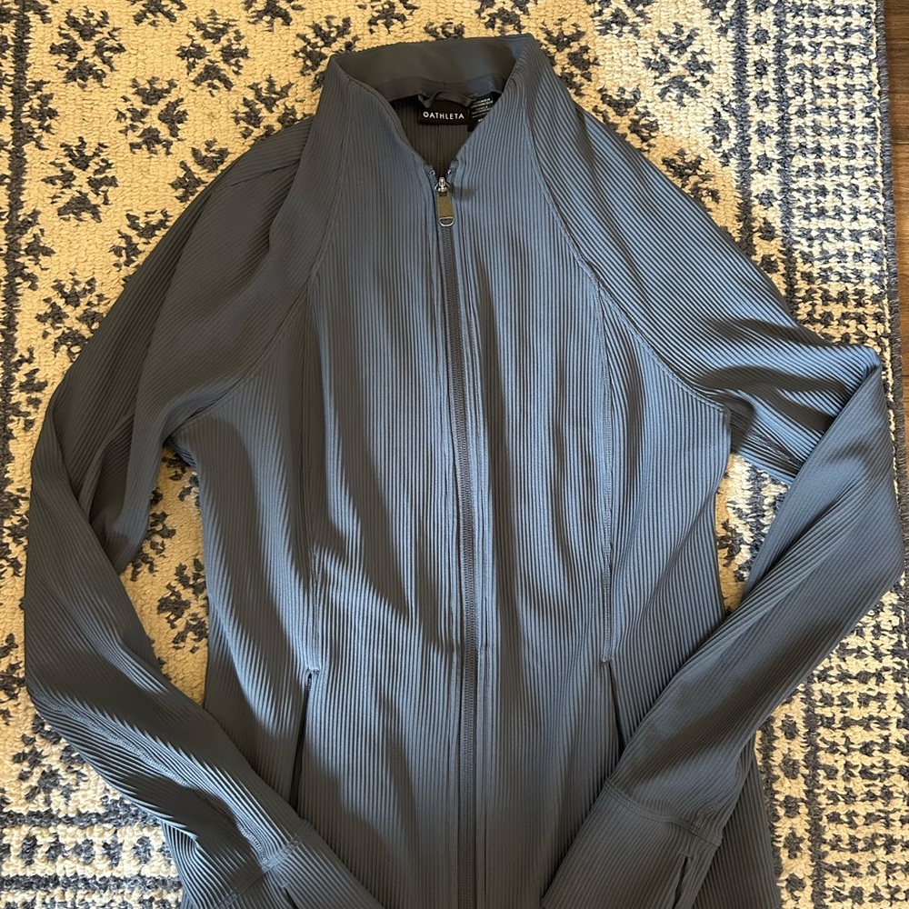 Athlete Gray Ribbed Zip-Up Jacket- M